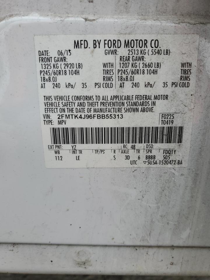 VIN 2FMTK4J96FBB55313 2015 FORD EDGE no.13