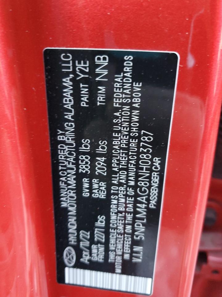 2022 Hyundai Elantra Sel VIN: 5NPLM4AG8NH083787 Lot: 43037735