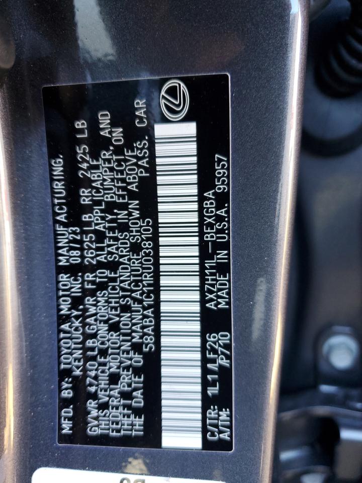 2024 Lexus Es 300H F Sport Handling VIN: 58ABA1C11RU038105 Lot: 88923855