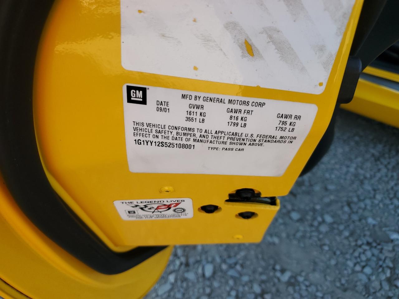 2002 Chevrolet Corvette Z06 VIN: 1G1YY12S525108001 Lot: 88237615