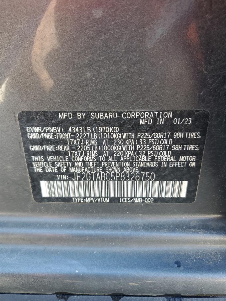 2023 Subaru Crosstrek VIN: JF2GTABC5P8326750 Lot: 67205215