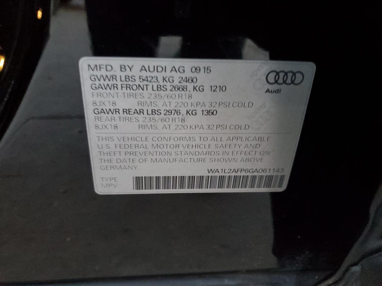 VIN WA1L2AFP6GA061143 2016 AUDI Q5 no.13