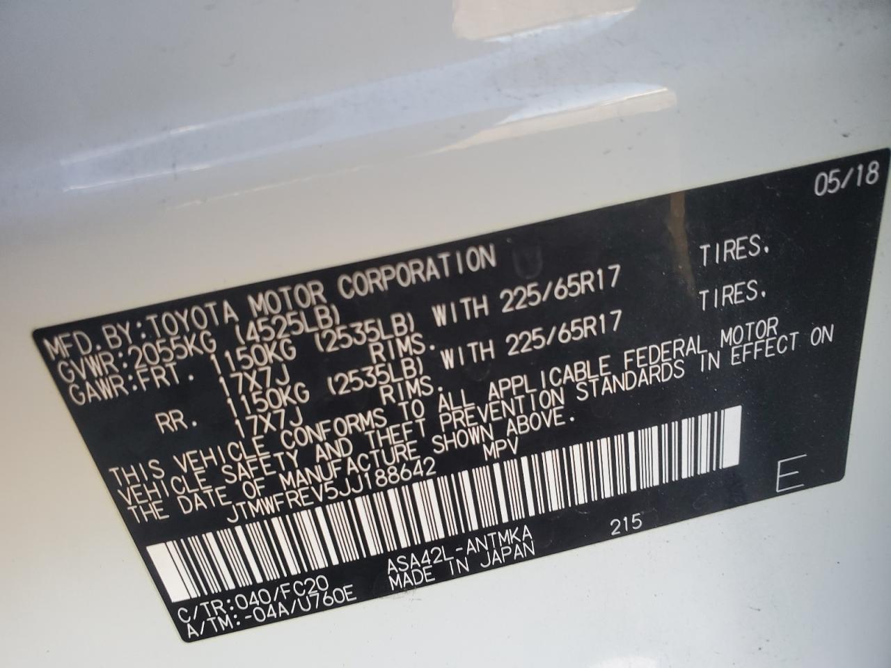 JTMWFREV5JJ188642 2018 TOYOTA RAV 4 - Image 15