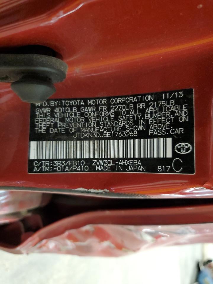 VIN JTDKN3DU5E1763268 2014 TOYOTA PRIUS no.12