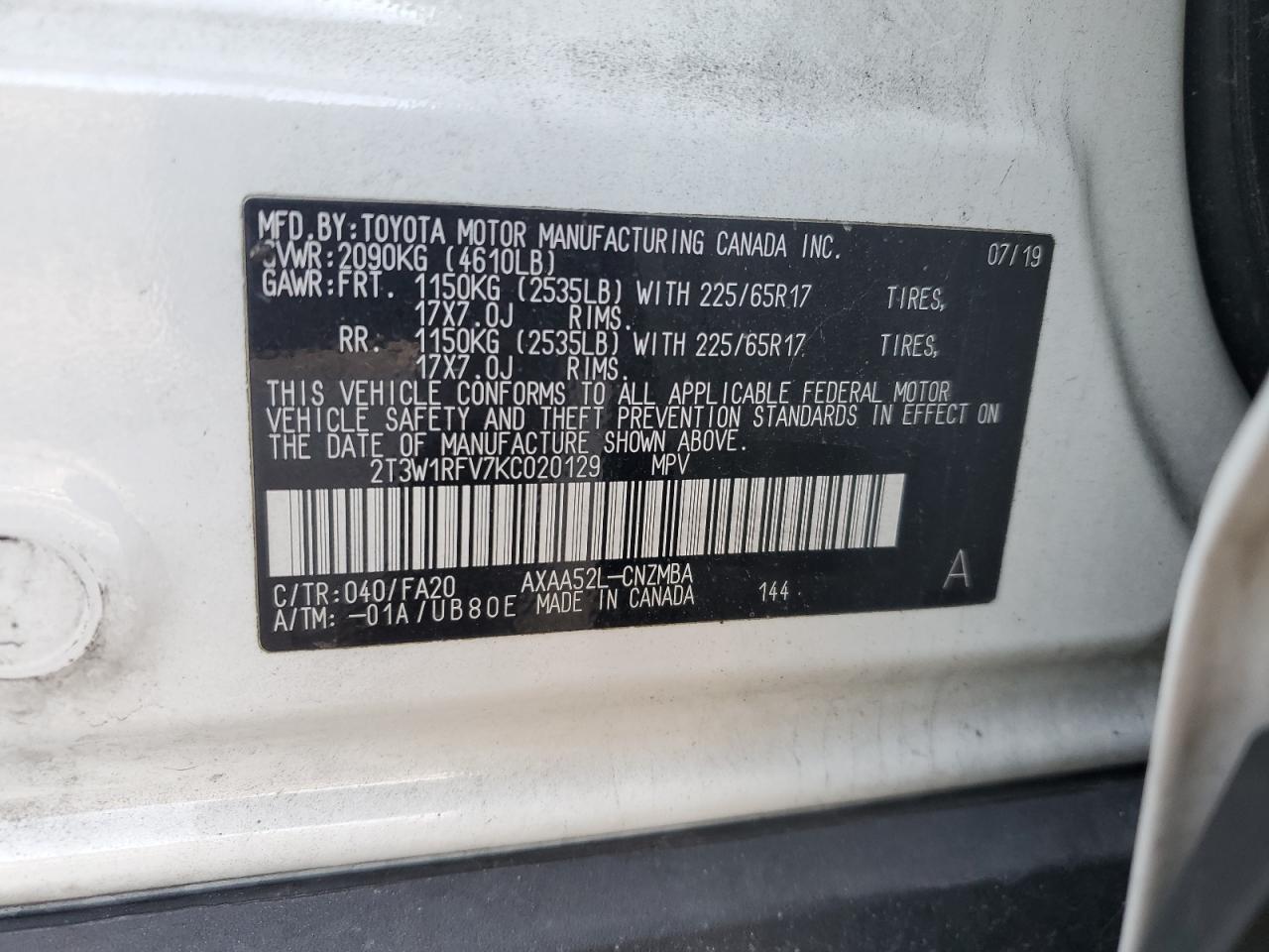 2T3W1RFV7KC020129 2019 TOYOTA RAV 4 - Image 14