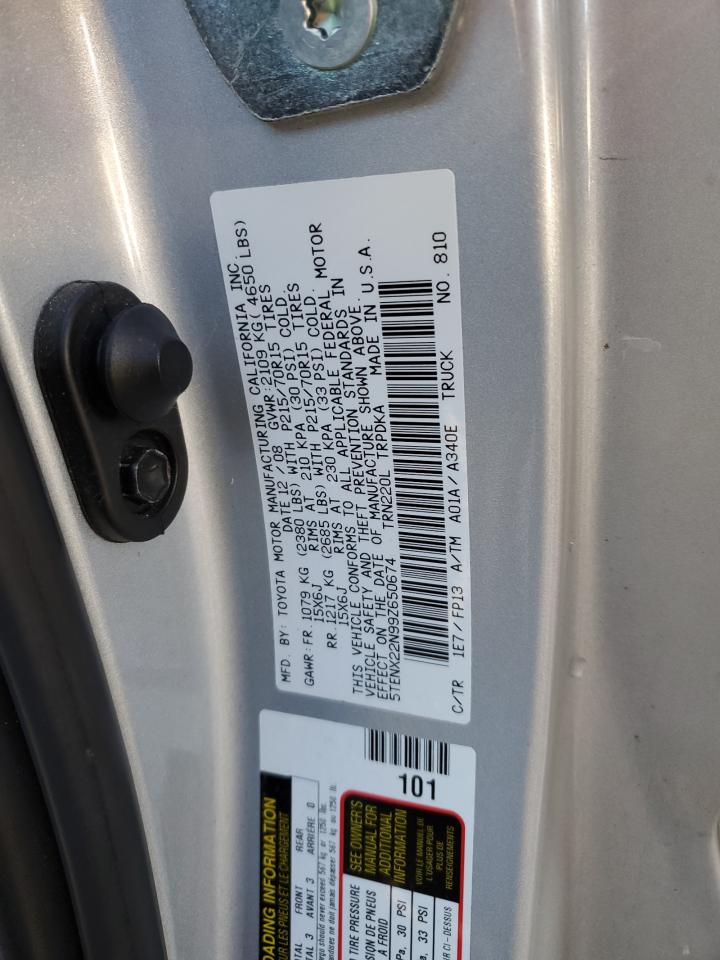 2009 Toyota Tacoma VIN: 5TENX22N99Z650674 Lot: 87858635