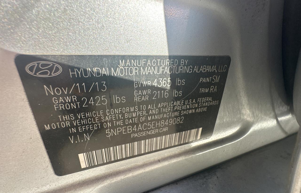 2014 Hyundai Sonata Gls VIN: 5NPEB4AC5EH849082 Lot: 43797355