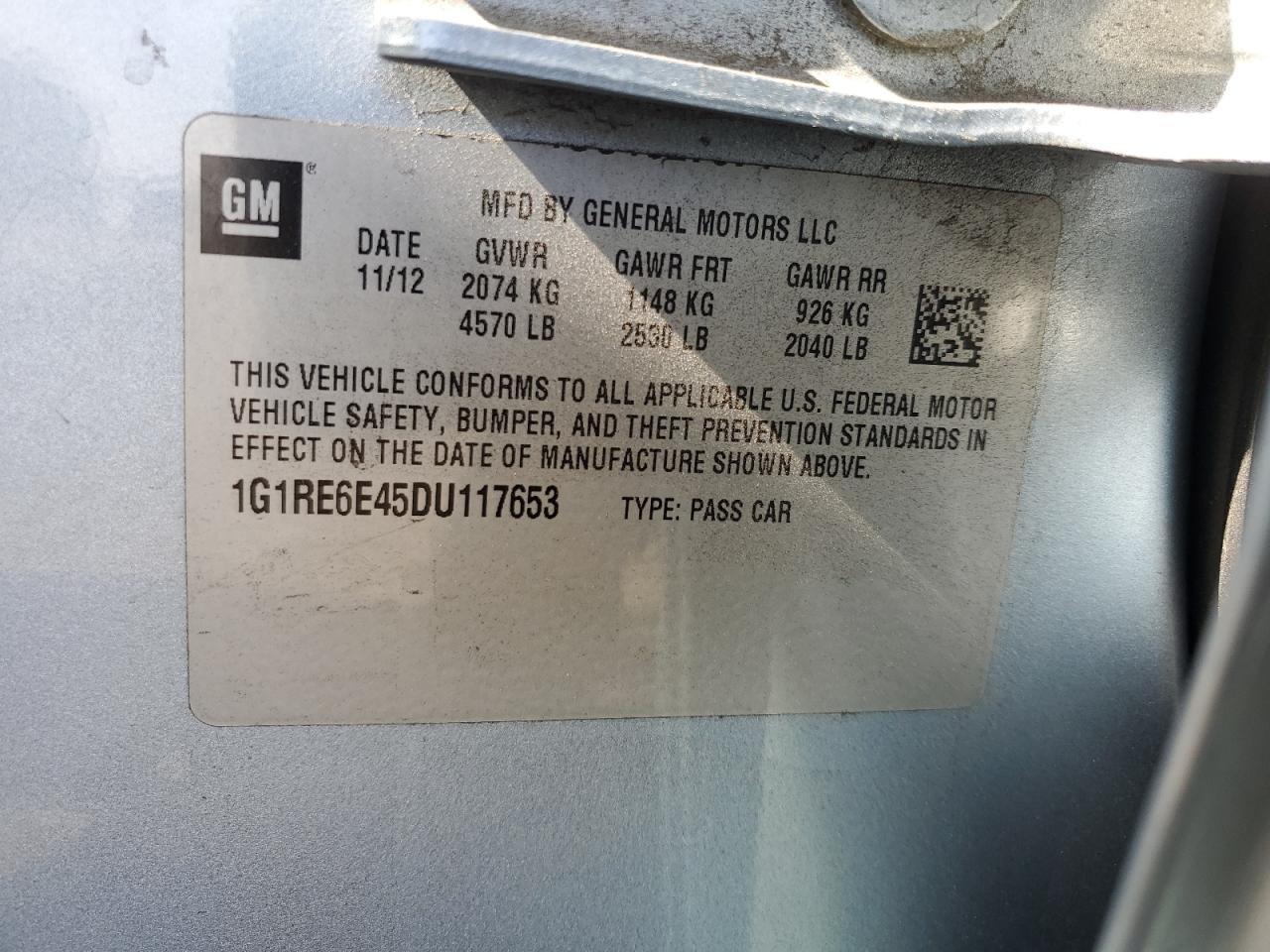 VIN 1G1RE6E45DU117653 2013 CHEVROLET VOLT no.12