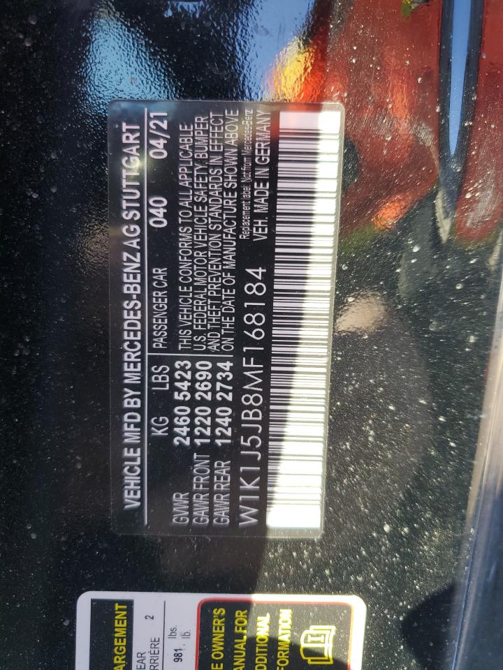 2021 Mercedes-Benz E 450 VIN: W1K1J5JB8MF168184 Lot: 87422114