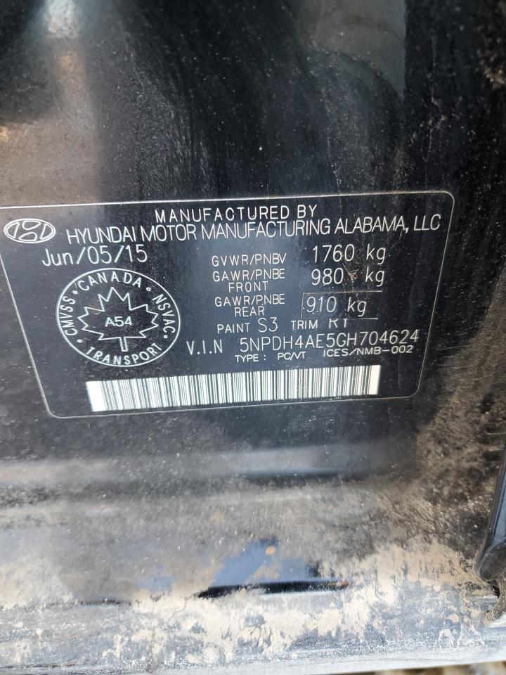 2016 Hyundai Elantra Se VIN: 5NPDH4AE5GH704624 Lot: 88007835