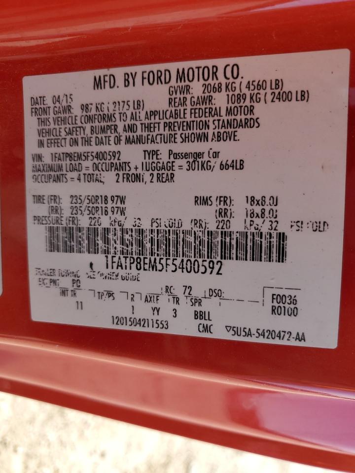 2015 Ford Mustang VIN: 1FATP8EM5F5400592 Lot: 41610425