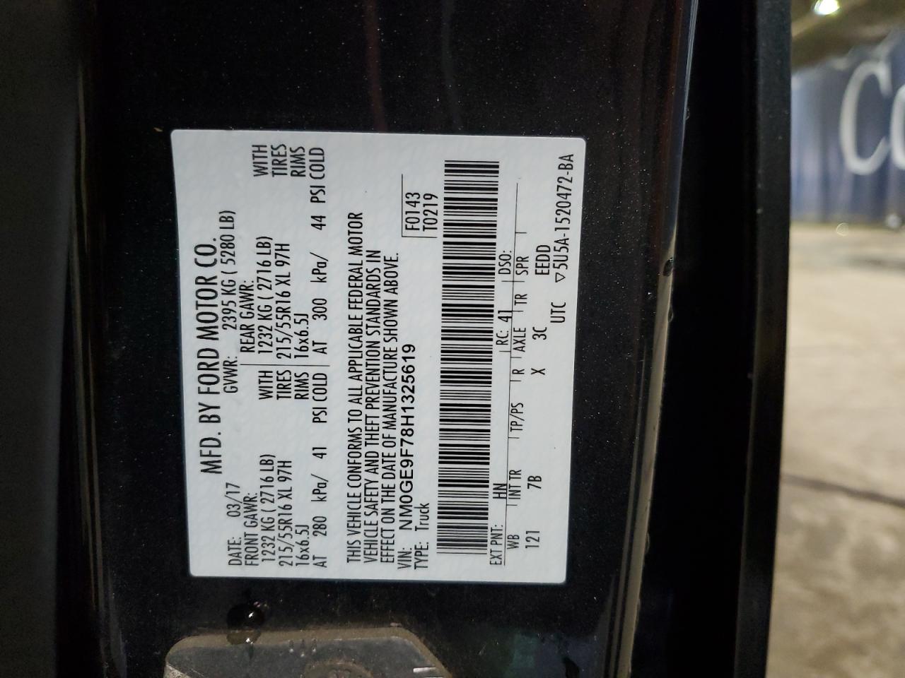 VIN NM0GE9F78H1325619 2017 FORD TRANSIT no.13