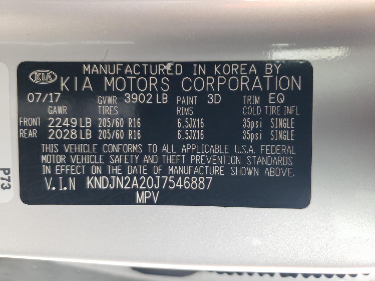 VIN KNDJN2A20J7546887 2018 KIA SOUL no.12