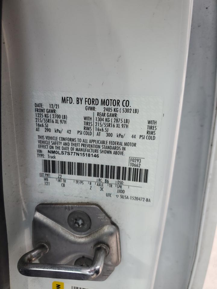 2022 Ford Transit Connect Xl VIN: NM0LS7S77N1518146 Lot: 89094595