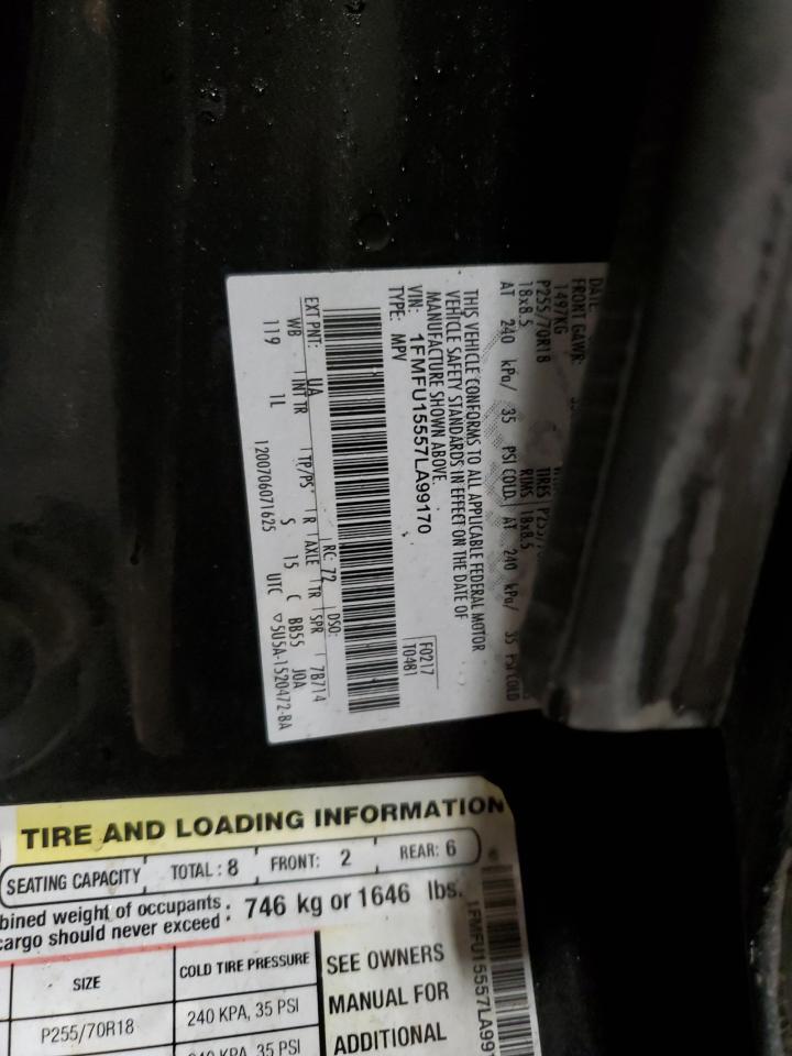 2007 Ford Expedition Xlt VIN: 1FMFU15557LA99170 Lot: 86825114