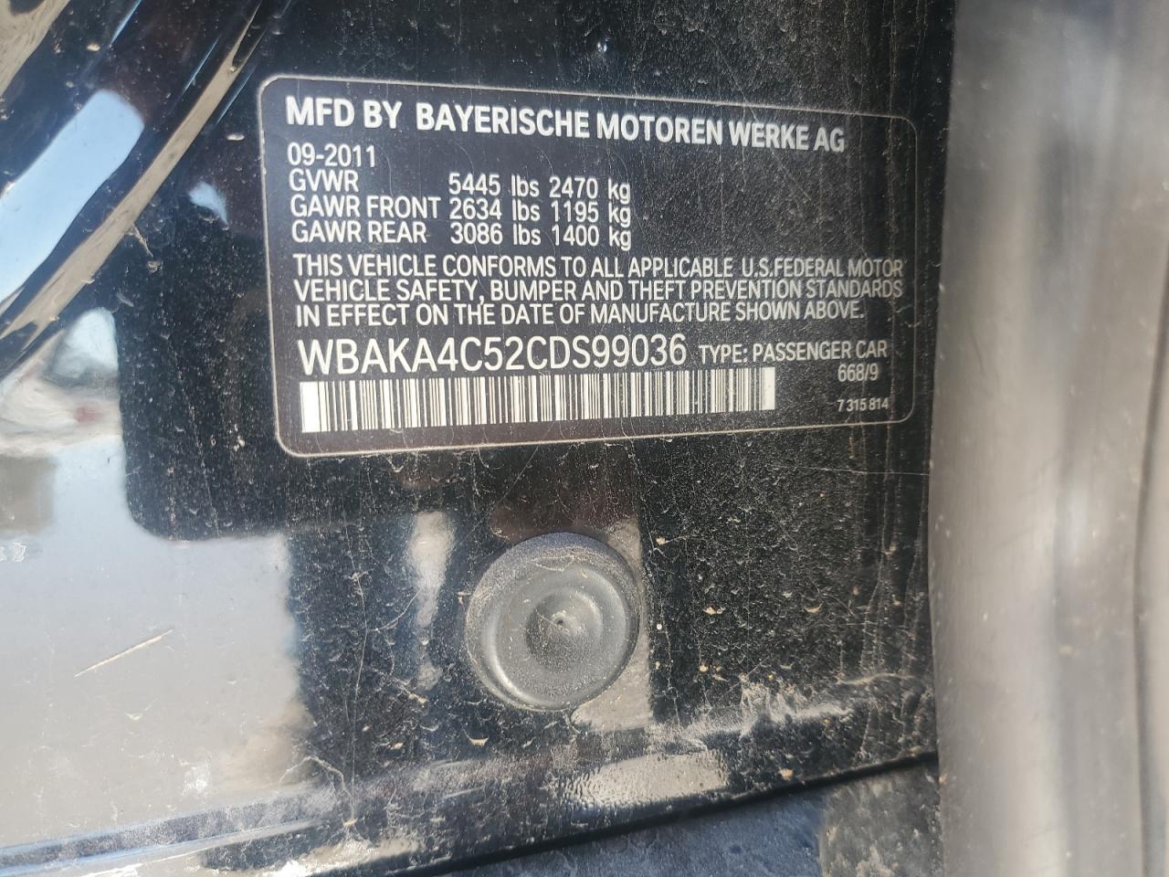 2012 BMW 740 I VIN: WBAKA4C52CDS99036 Lot: 88492615