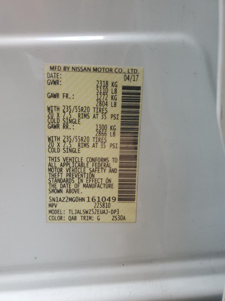 2017 Nissan Murano S VIN: 5N1AZ2MG0HN161049 Lot: 87997455