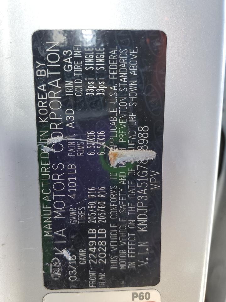 2016 Kia Soul + VIN: KNDJP3A51G7868988 Lot: 87416524