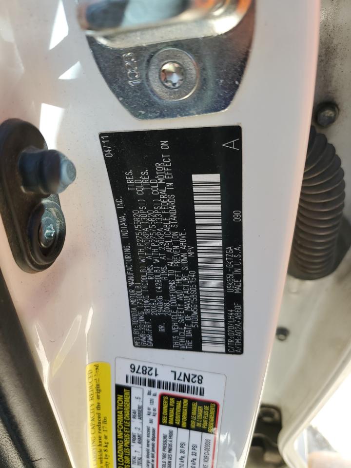 2011 Toyota Sequoia Platinum VIN: 5TDDW5G15BS051540 Lot: 88740085