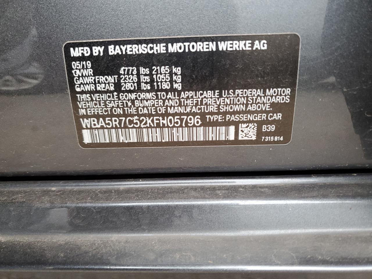 VIN WBA5R7C52KFH05796 2019 BMW 3 SERIES no.12