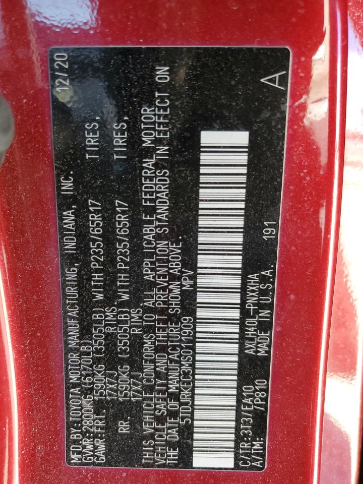 VIN 5TDJRKEC3MS011909 2021 TOYOTA All Models no.13