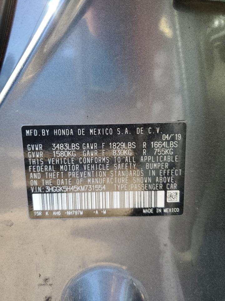 2019 Honda Fit Lx VIN: 3HGGK5H45KM731554 Lot: 71782625