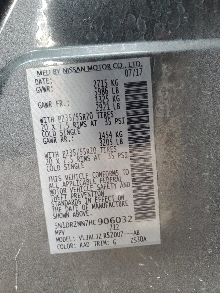 2017 Nissan Pathfinder S VIN: 5N1DR2MN7HC906032 Lot: 88131805