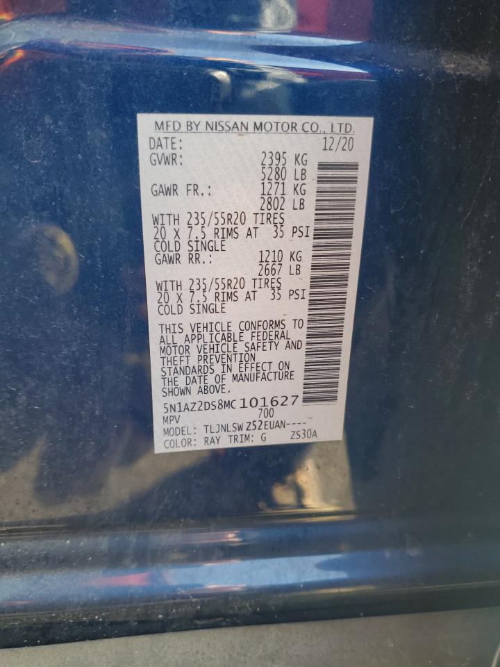 2021 Nissan Murano Platinum VIN: 5N1AZ2DS8MC101627 Lot: 88984015