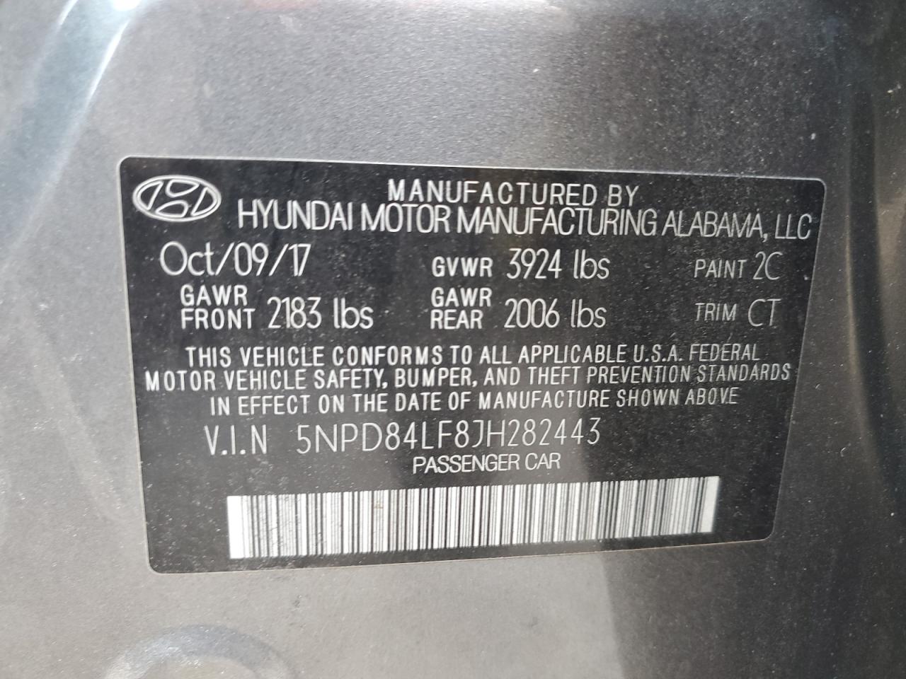 VIN 5NPD84LF8JH282443 2018 HYUNDAI ELANTRA no.12