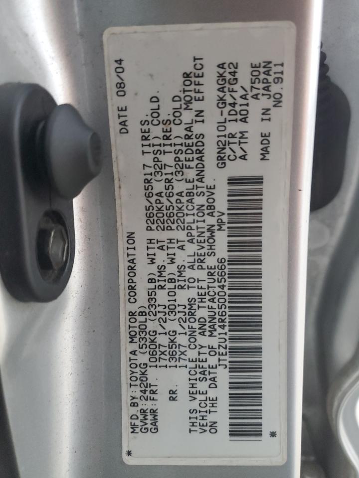 2005 Toyota 4Runner Sr5 VIN: JTEZU14R650045666 Lot: 88008785