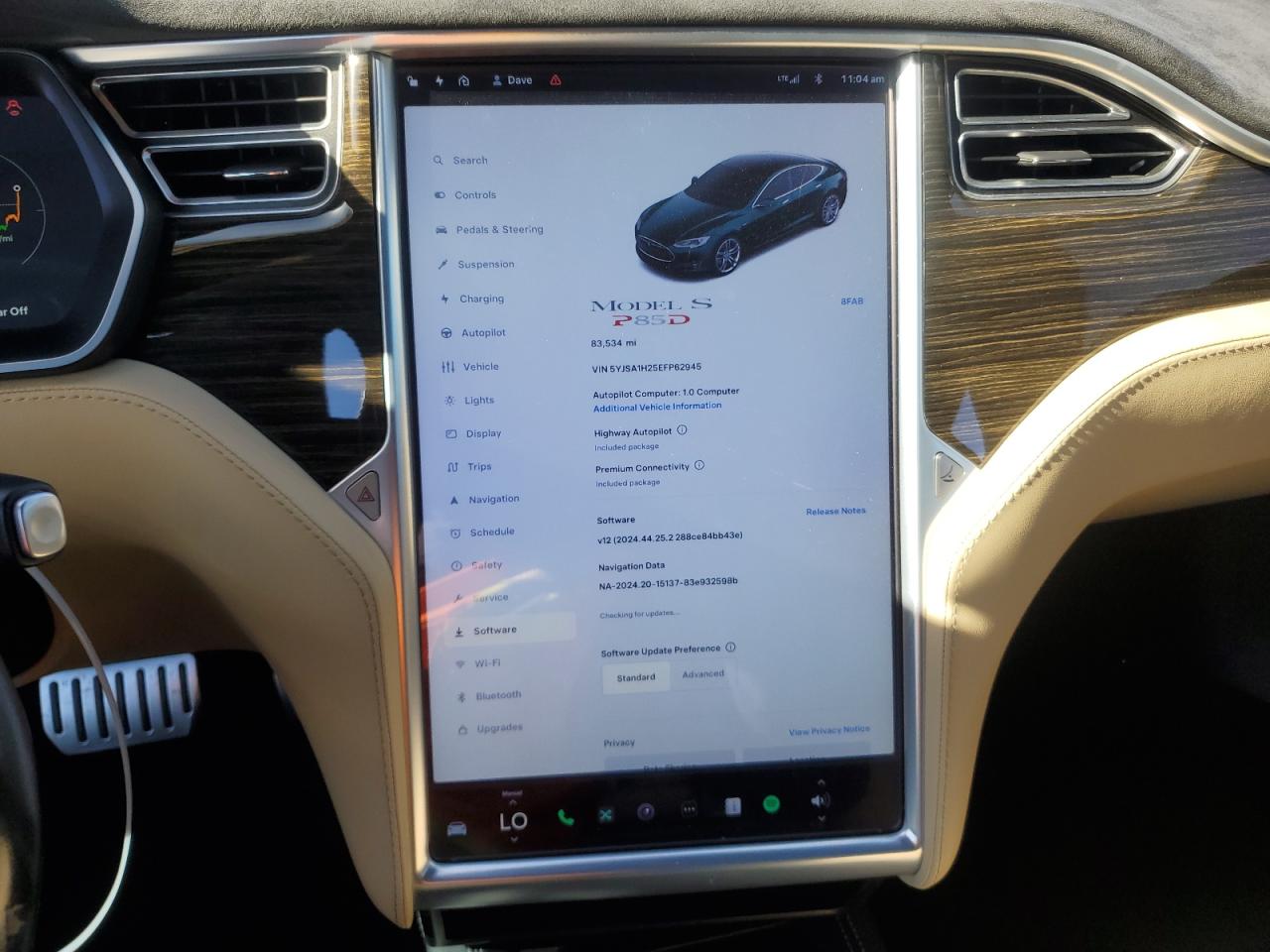 VIN 5YJSA1H25EFP62945 2014 TESLA MODEL S no.9