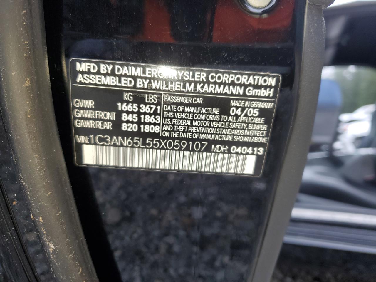 2005 Chrysler Crossfire Limited VIN: 1C3AN65L55X059107 Lot: 41671975