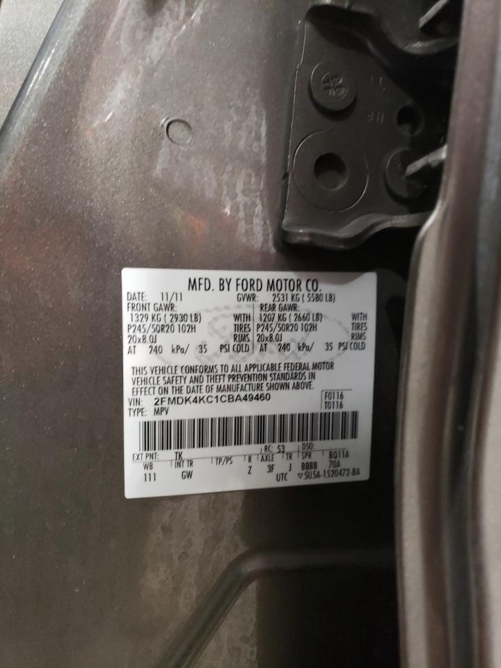 2012 Ford Edge Limited VIN: 2FMDK4KC1CBA49460 Lot: 87375654