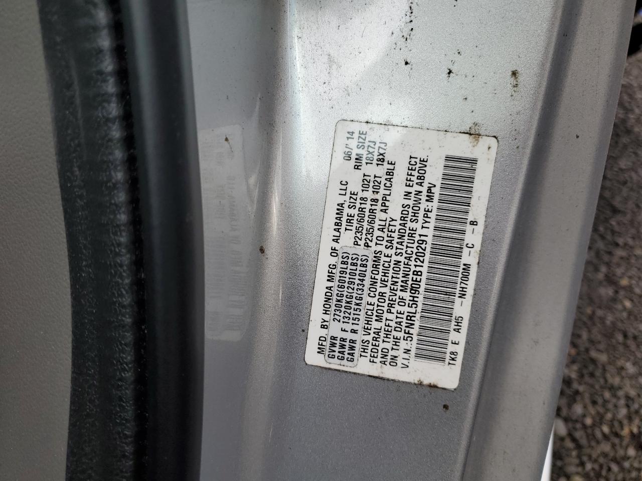 VIN 5FNRL5H90EB120291 2014 HONDA ODYSSEY no.13