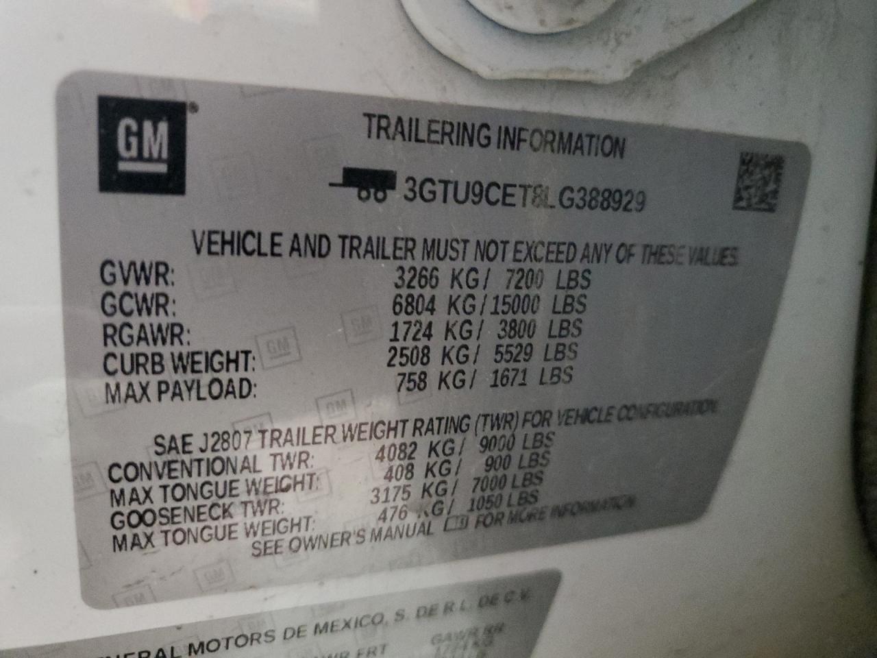 2020 GMC Sierra K1500 Elevation VIN: 3GTU9CET8LG388929 Lot: 88315135