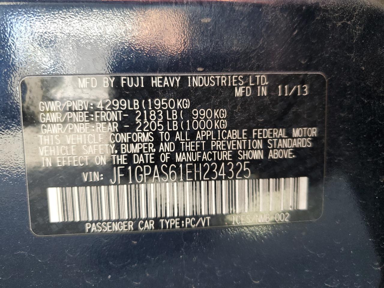 2014 Subaru Impreza Sport Limited VIN: JF1GPAS61EH234325 Lot: 87414524