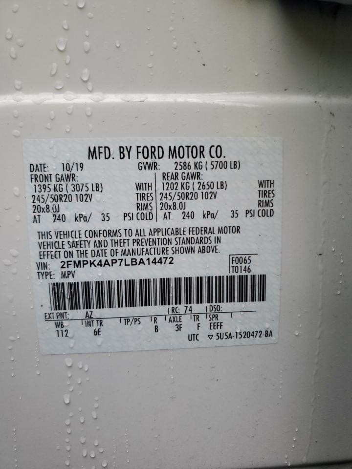 VIN 2FMPK4AP7LBA14472 2020 FORD EDGE no.14