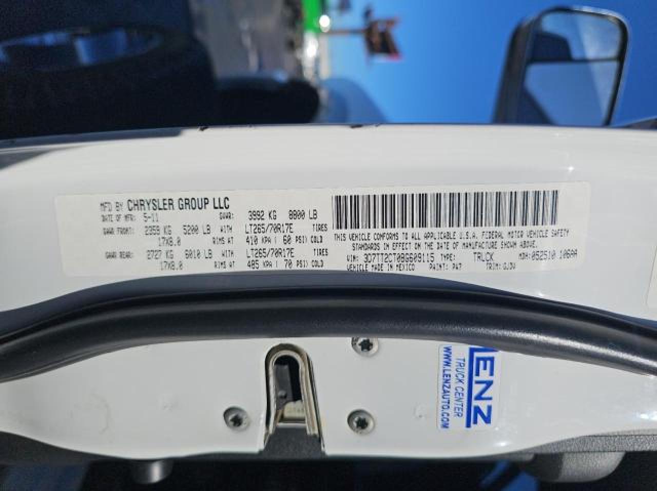 2011 Dodge Ram 2500 VIN: 3D7TT2CT0BG609115 Lot: 89309395