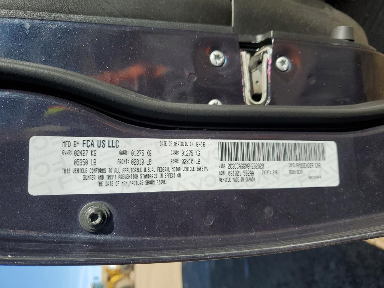 2016 Chrysler 300 S VIN: 2C3CCAGGXGH282929 Lot: 85755324