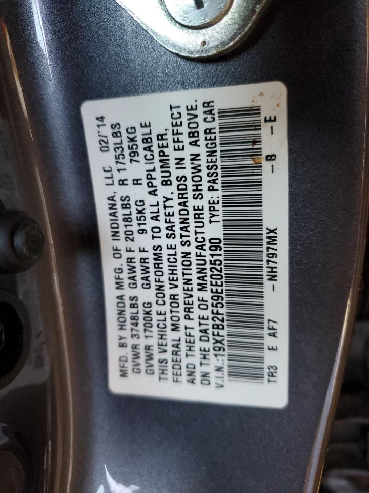 VIN 19XFB2F59EE025190 2014 HONDA CIVIC no.12