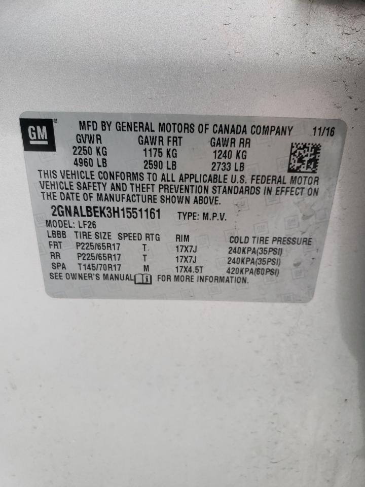 2gnalbek3h1551161 2GNALBEK3H1551161 2017 Chevrolet Equinox Ls