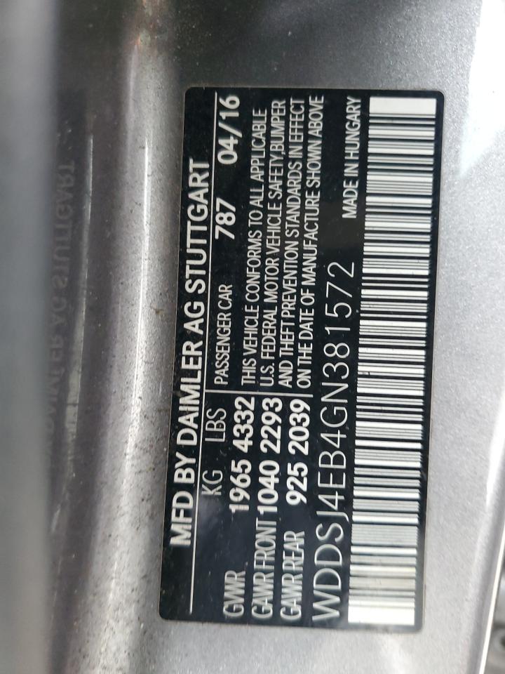 2016 Mercedes-Benz Cla 250 VIN: WDDSJ4EB4GN381572 Lot: 89383765