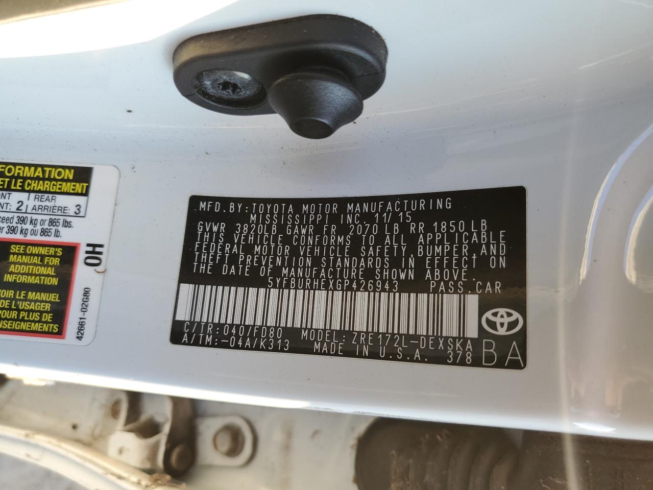 2016 Toyota Corolla - Image 12