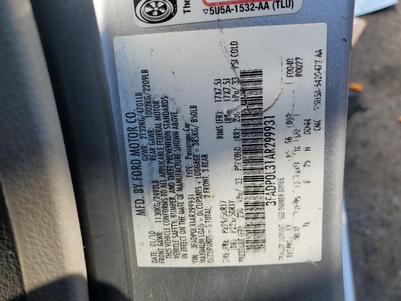 2010 Ford Fusion Hybrid VIN: 3FADP0L31AR299931 Lot: 88167985