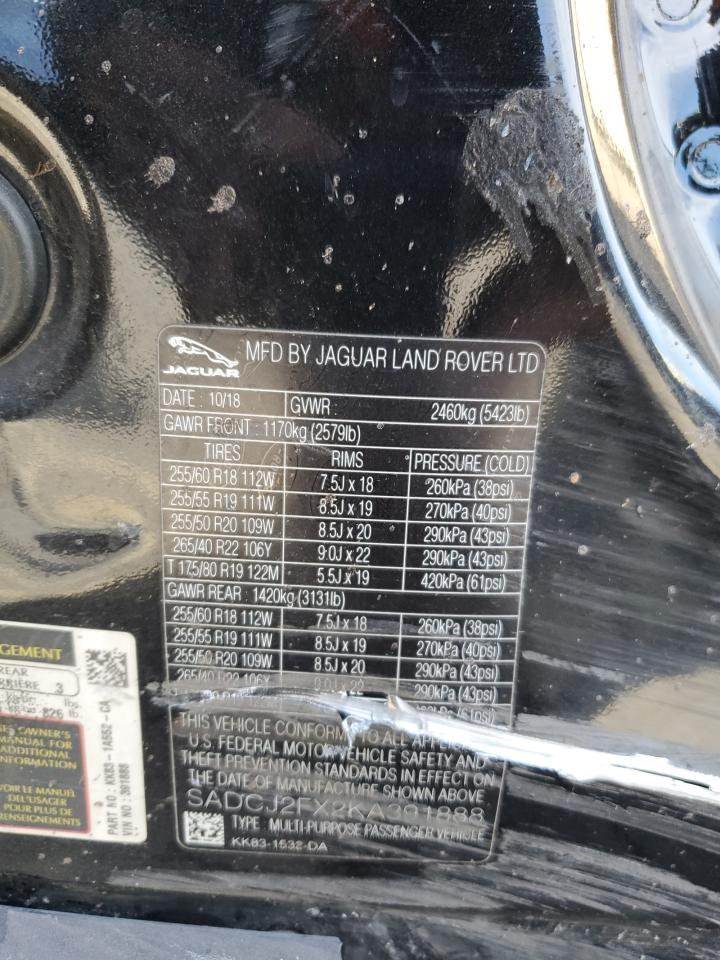 2019 Jaguar F-Pace Premium VIN: SADCJ2FX2KA391888 Lot: 43513515