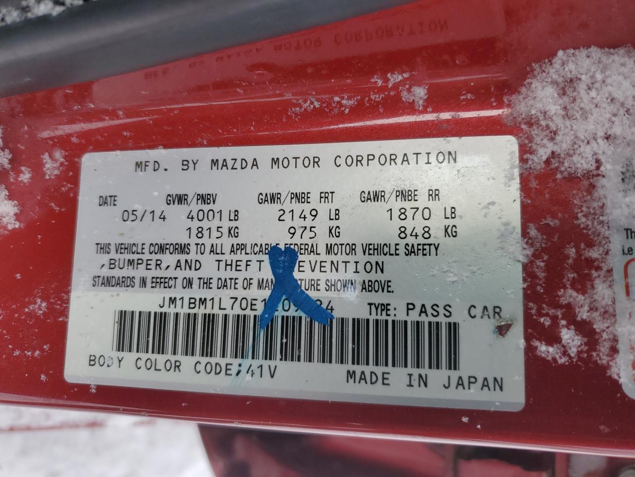 VIN JM1BM1L70E1209624 2014 MAZDA 3 no.13