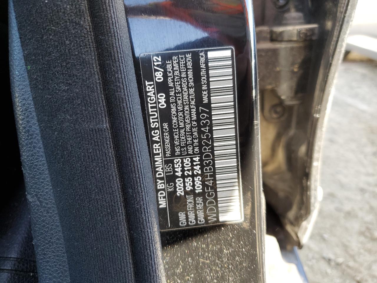 2013 Mercedes-Benz C 250 VIN: WDDGF4HB3DR254397 Lot: 88344885