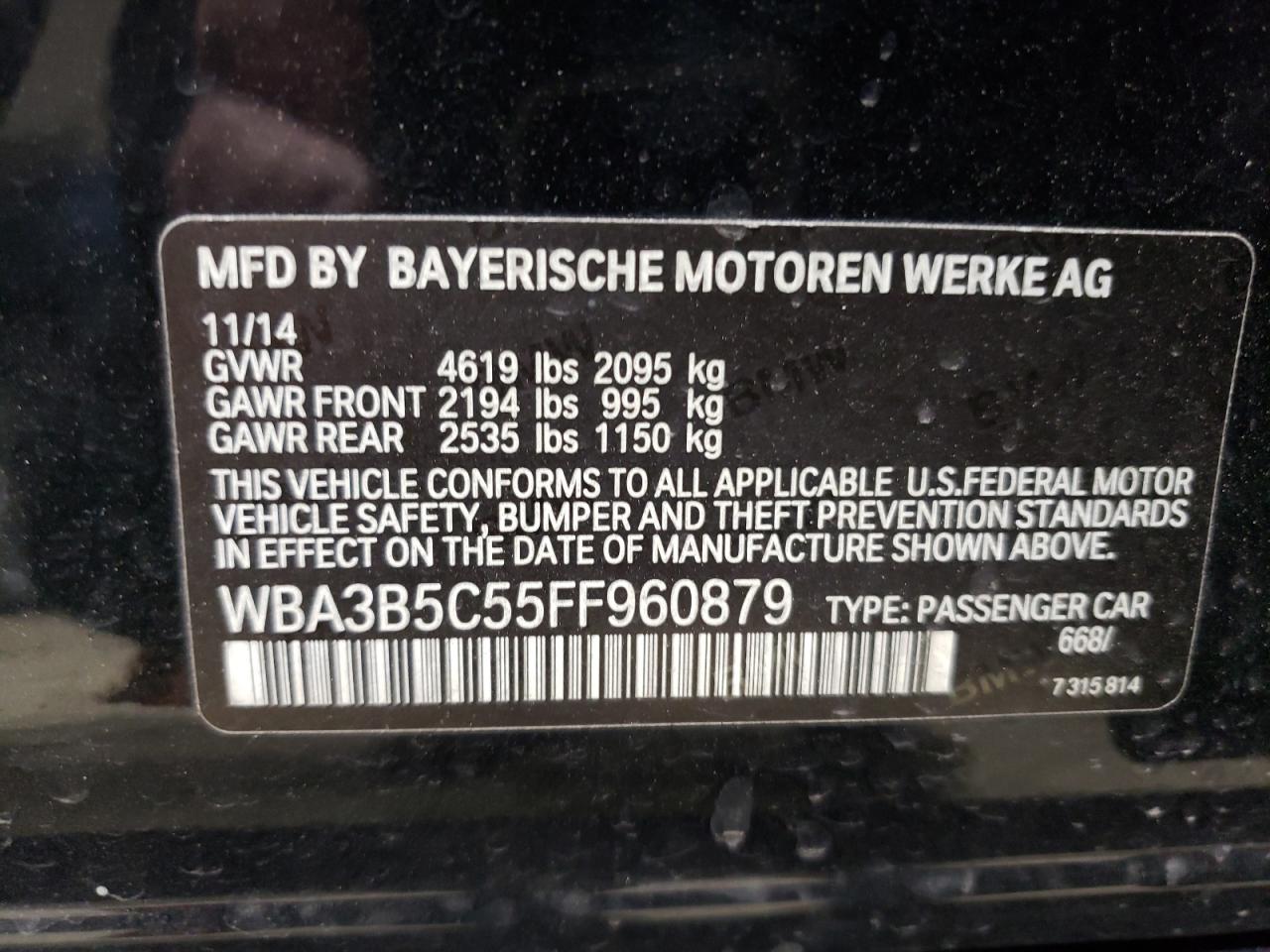 VIN WBA3B5C55FF960879 2015 BMW 3 SERIES no.13