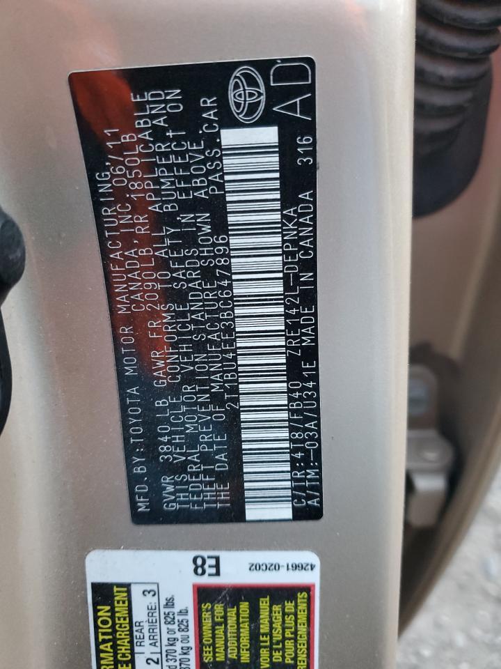 2011 Toyota Corolla Base VIN: 647896 Lot: 89218215