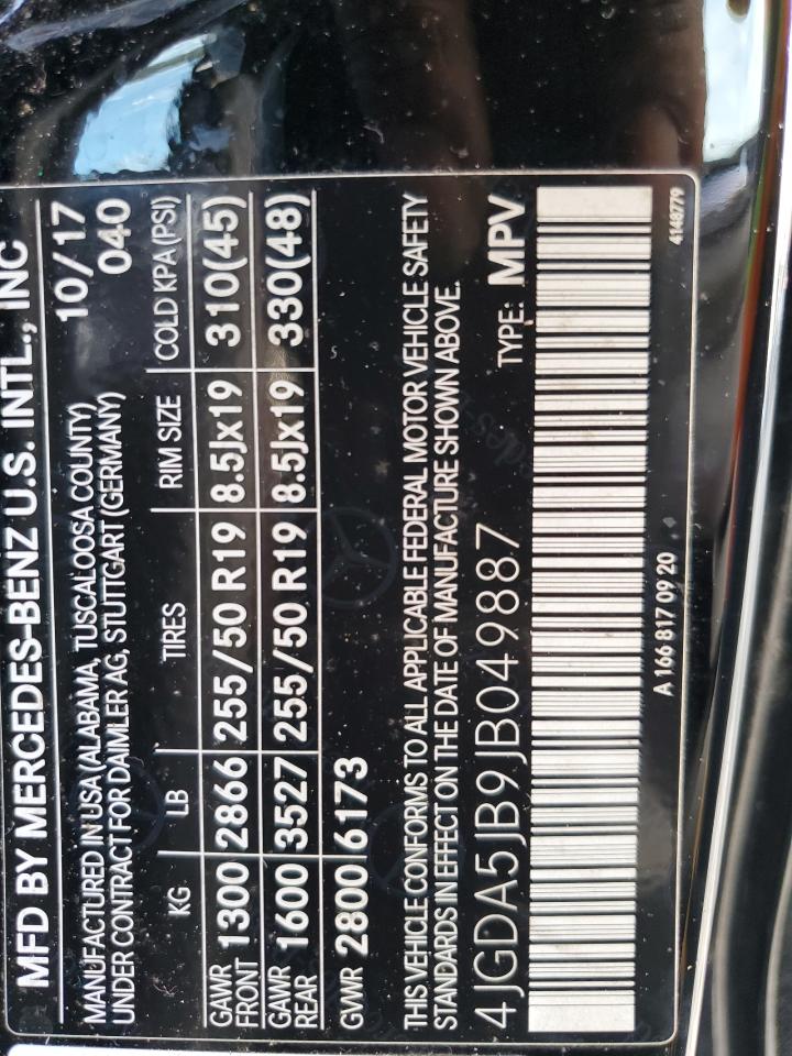 2018 Mercedes-Benz Gle 350 VIN: 4JGDA5JB9JB049887 Lot: 87202864